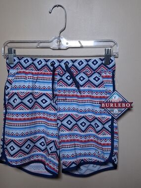 Burlebo Youth NWT Patriotic Aztec Swim Trunks; Size L (10-12); Lined